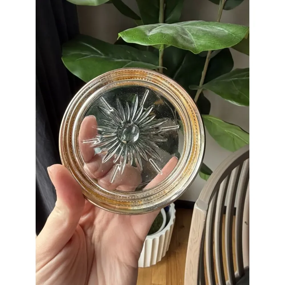 Set of 5 Leonard Silver Plated Glass Coaster Starburst Pattern Round Stackable
